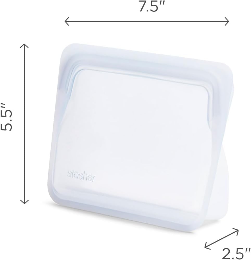 Stasher Premium Silicone Reusable Food Storage Stand-Up Mini Bag, Pink, Microwave, Sous Vide, Dishwasher, Oven and Freezer Safe, BPA Free, Leak-free, Eco-friendly, 28 Oz