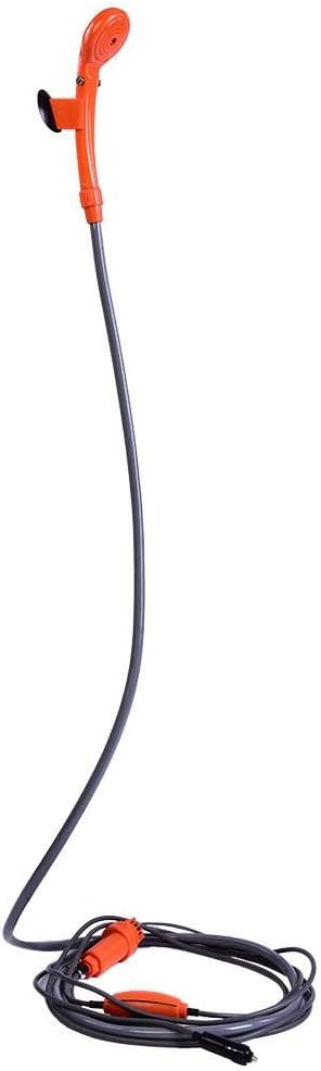 Cocoarm Portable Camping Shower, 12V Car Outdoor Shower Pump Camp Shower Handheld Camping Showerhead Powered for Camping Travel Pumps Water from Bucket, Hiking, Pet Cleaning, Pet Shower