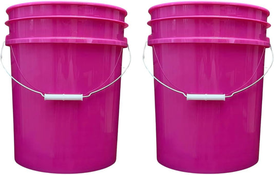 House Naturals 5 Gallon Premium HPDE Plastic Bucket - Made in USA Food Grade Storage Container, BPA Free All Purpose Pail (2, Magenta)