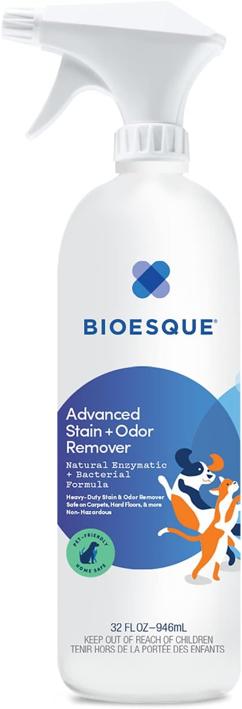Bioesque Advanced Stain + Odor Remover, Pet-Friendly Natural Enzymatic & Bacterial Formula, Heavy-Duty Stain & Odor Remover, Safe on Carpets, Hard Floors, & More, 32 Fl Oz (Pack of 1)