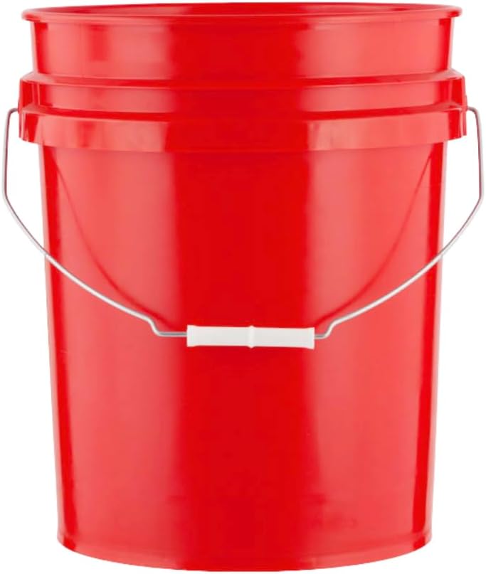 House Naturals 5 Gallon Premium HPDE Plastic Bucket - Made in USA Food Grade Storage Container, BPA Free All Purpose Pail (1, Red)