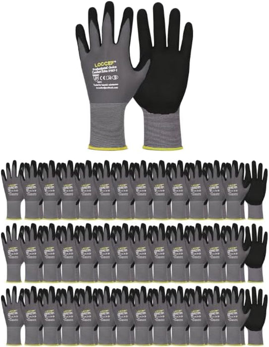 Work Gloves MicroFoam Nitrile Coated-6 Pairs,Seamless Knit Nylon Gloves,Gray Work gloves