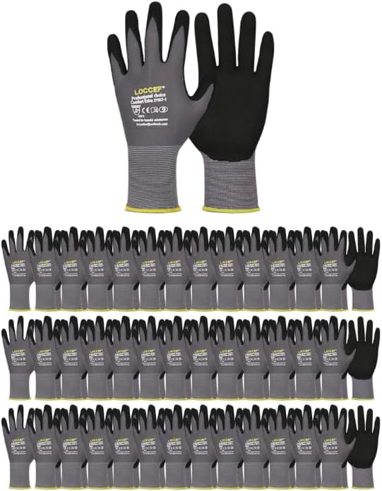 Work Gloves MicroFoam Nitrile Coated-6 Pairs,Seamless Knit Nylon Gloves,Gray Work gloves