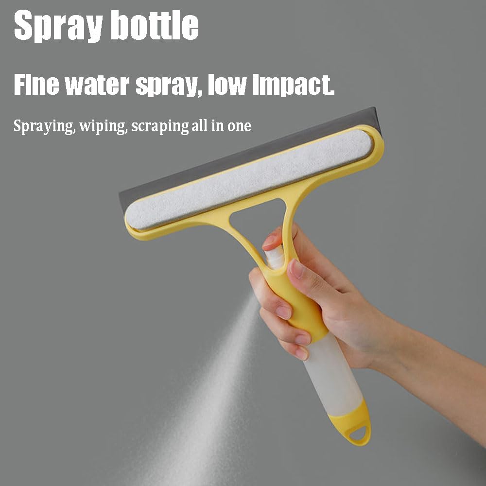 3 in 1 Window Cleaning Scraper, 3 in 1 Window Cleaner Squeegee, Scraper for Cleaning Windows, All-Purpose Window Squeegee with Sprayer for Glass, Wall, Kitchen, Car (White)