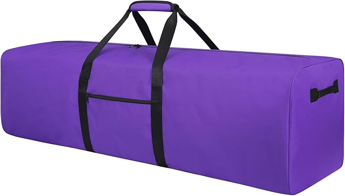 52 Inch Large Duffle Bag for Travel Camping Sport Equipment Storage Bag with 2-way Lockable Zippers Purple