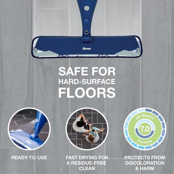 Bona Multi-Surface Floor Premium Spray Mop - Includes Multi-Surface Floor Cleaner Concentrate and Machine Washable Microfiber Cleaning Pad - For Stone, Tile, Laminate and Vinyl LVT/LVP Floors