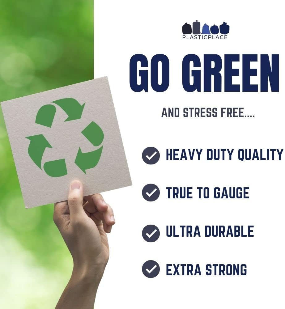 Plasticplace 30-40 Gallon Recycling Trash Bags │ 1.2 Mil│ Blue Garbage Bag Liners │ 33” x 46” (100 Count)