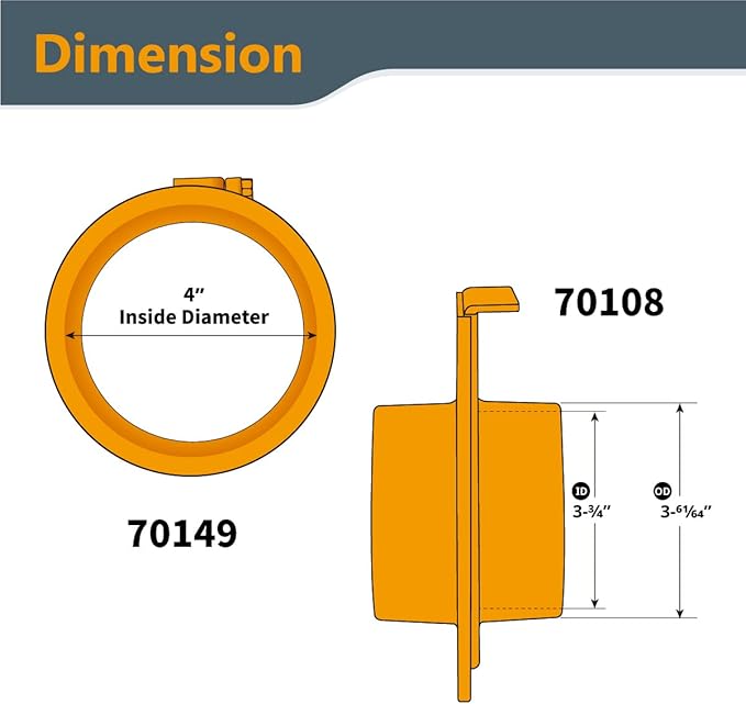 POWERTEC 70359 4" Dust Collection Hose Y-Fitting Connector with Blast Gate and Dust Control Flex Cuff, 1 Set
