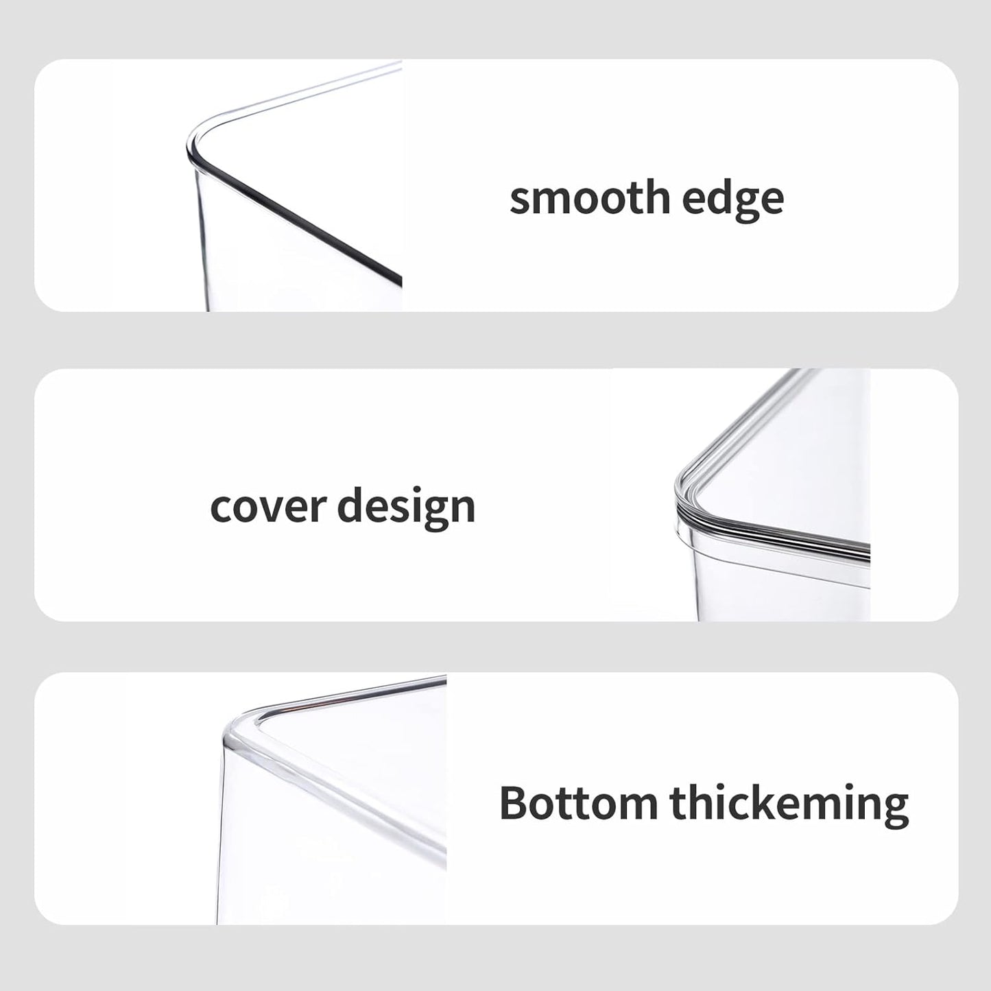 Lidded Plastic Storage Bins Set Clear Desk Basket Box Organizer Kitchen Container Clothes Laundry Closet Cabinet Shelf, Organization and Storage for Shelves Office Bathroom(clear 3XL+2M)