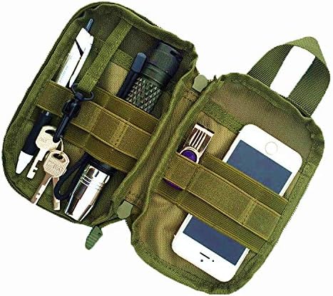 edc pouch multifunctional tactical bag molle bag accessory bag mobile phone bag, tactical belt pouch, men's belt bag, outdoor sports travel hiking waterproof bag with American flag embroidery patch