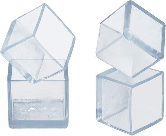 16 Pcs Transparent Square Anti-Slip Rubber Leg Tips Chair Leg Caps Furniture Floor Protectors Chair Table Bar Stool Leg Covers Furniture Leg Cube Feet 1.38 Inch x 1.38 Inch (35 x 35mm)