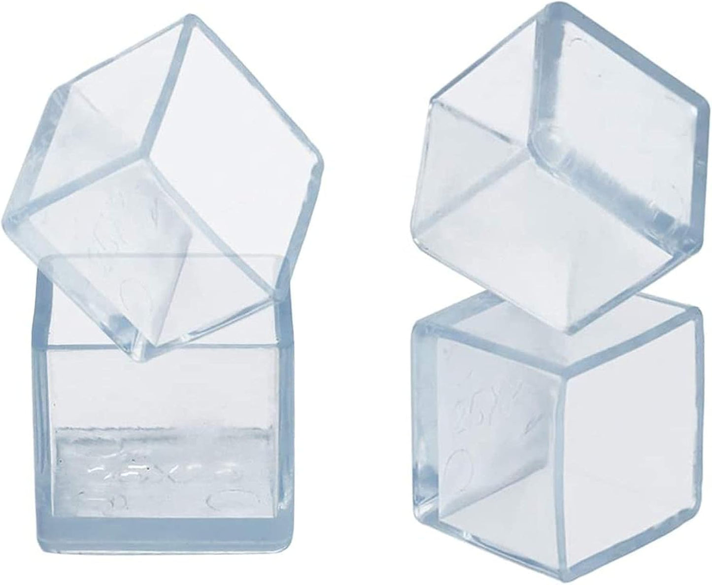 Still Awake 16 Pcs Transparent Square PVC Rubber Leg Tips Furniture Floor Protectors Chair Table Bar Stool Leg Covers Cube Feet 1 Inch x 1 Inch (25 x 25mm)