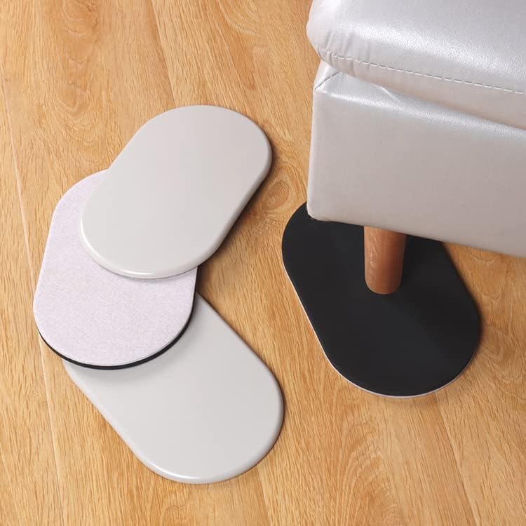Ezprotekt 8 Pack Reusable Large Furniture Movers Sliders for Carpet and Hardwood Floors, 9-1/2" x 5-3/4" Oval Heavy Duty 4 Pcs Felt Sliders Hard Surfaces - 4 Pcs Plastic Furniture Pad Carpet (Beige)