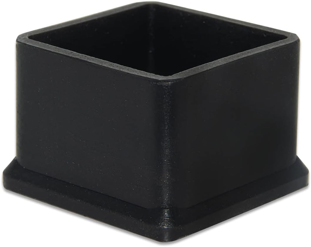 Flyshop Durable Non-Marking Silicone Chair Leg Caps Tips Floor Protectors Square Furniture Table Leg Covers, 20pcs, Black, 38 mm x 38 mm, 1-1/2" x 1-1/2"