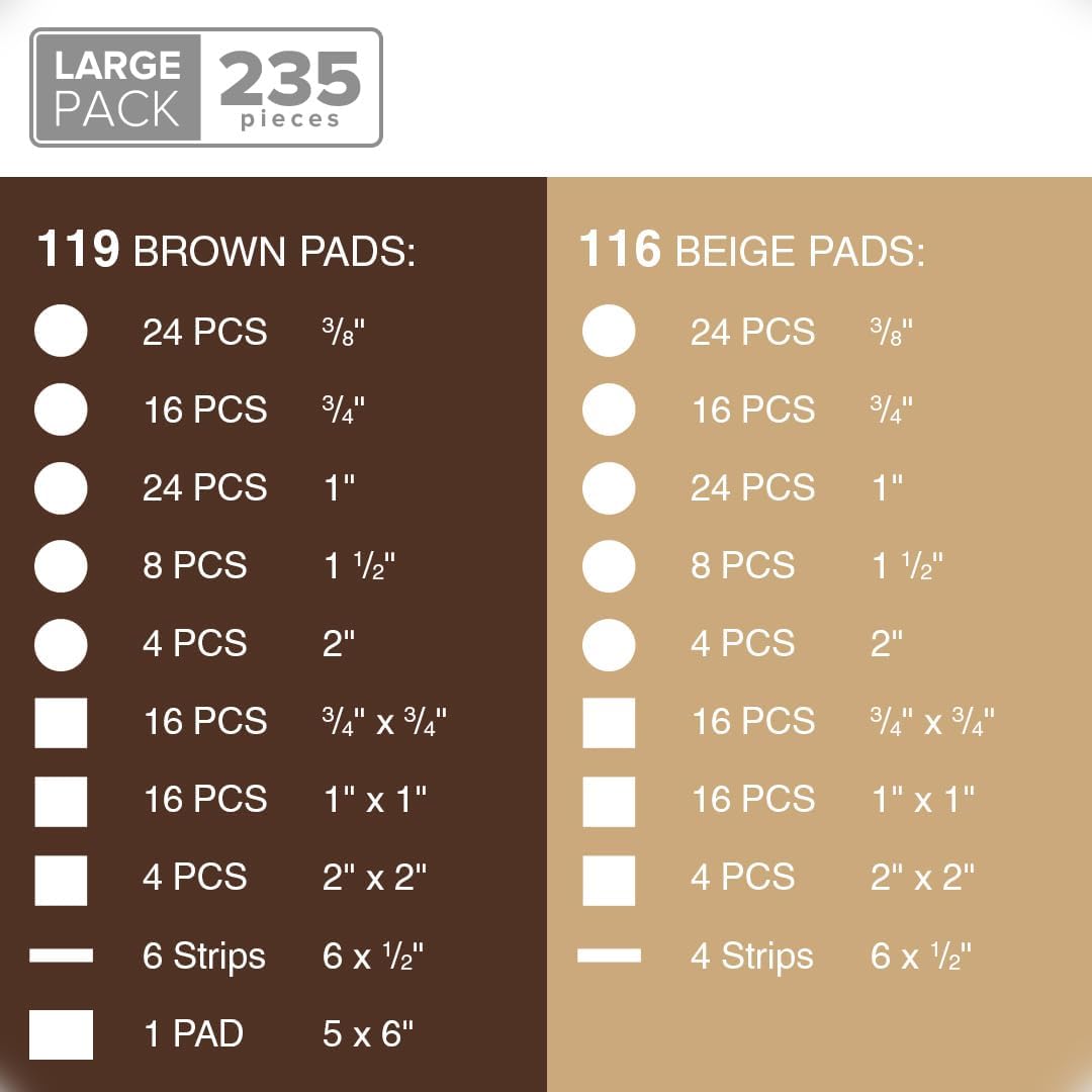 235 pcs Felt Furniture Pads Brown & Beige X-Protector! Huge Quantity of Furniture Pads for Hardwood Floors – Your Ideal Wood Floor Protectors for Furniture. Protect Any Type of Hard Floor!