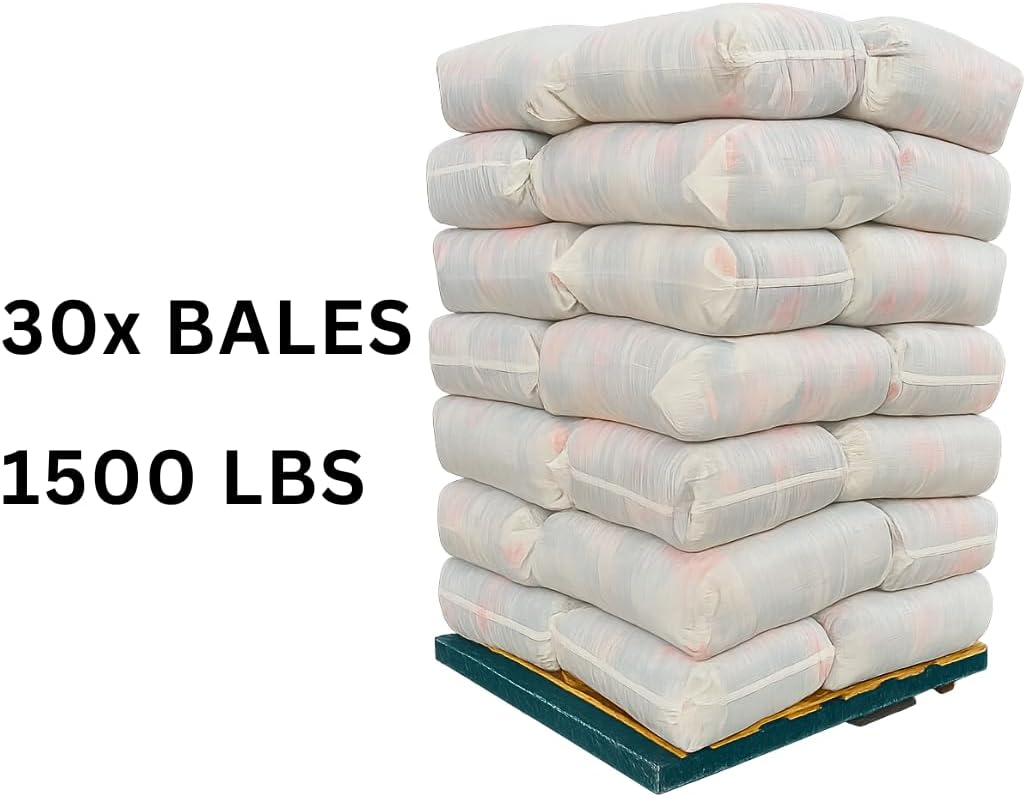 Tshirt Bag of Rags Multicolored (1,500LB, 30x BALES), Cotton Blend, Painting and Multipurpose, Kitchen, Auto, Staining Rags, Shop Cleaning Cloths Bulk, Lint Free Absorbent Washable, 30 bags