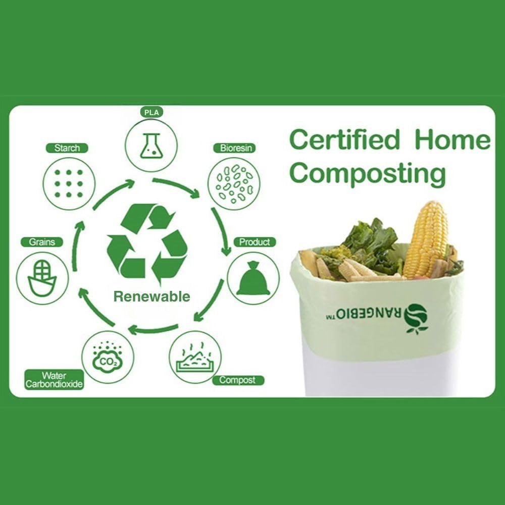 OrangeBio 33 Gallon Home Compostable Yard Waste Bags, 40 Count, 1.1 Mil, Lawn & Leaf Bags US BPI ASTM D6400 and OK Compost Home Certified