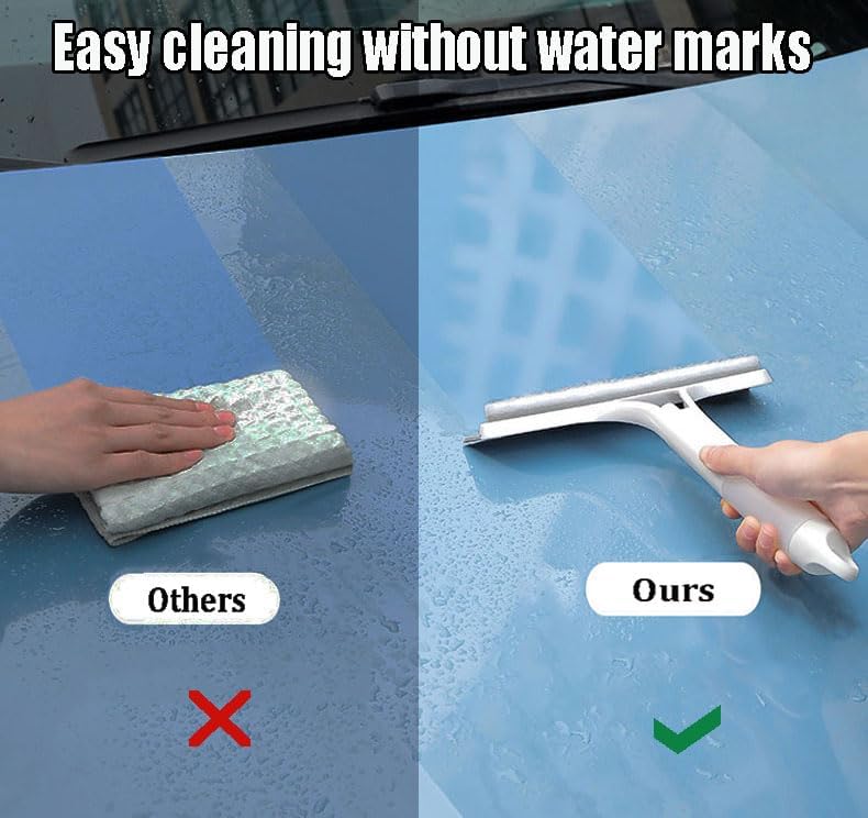 3 in 1 Window Cleaning Scraper, 3 in 1 Window Cleaner Squeegee, Scraper for Cleaning Windows, All-Purpose Window Squeegee with Sprayer for Glass, Wall, Kitchen, Car (White+Blue)