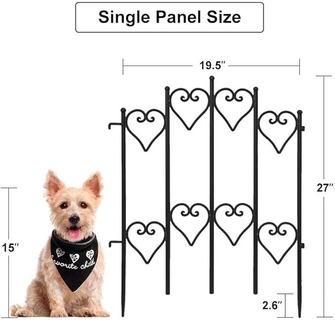 AMAGABELI GARDEN & HOME 5 Panel 27in(H)×9ft(L) Decorative Garden Fences and Borders for Dogs No Dig Rustproof Metal Fence Panels Garden Edging Animal Barrier Fencing for Flower Bed Yard Patio