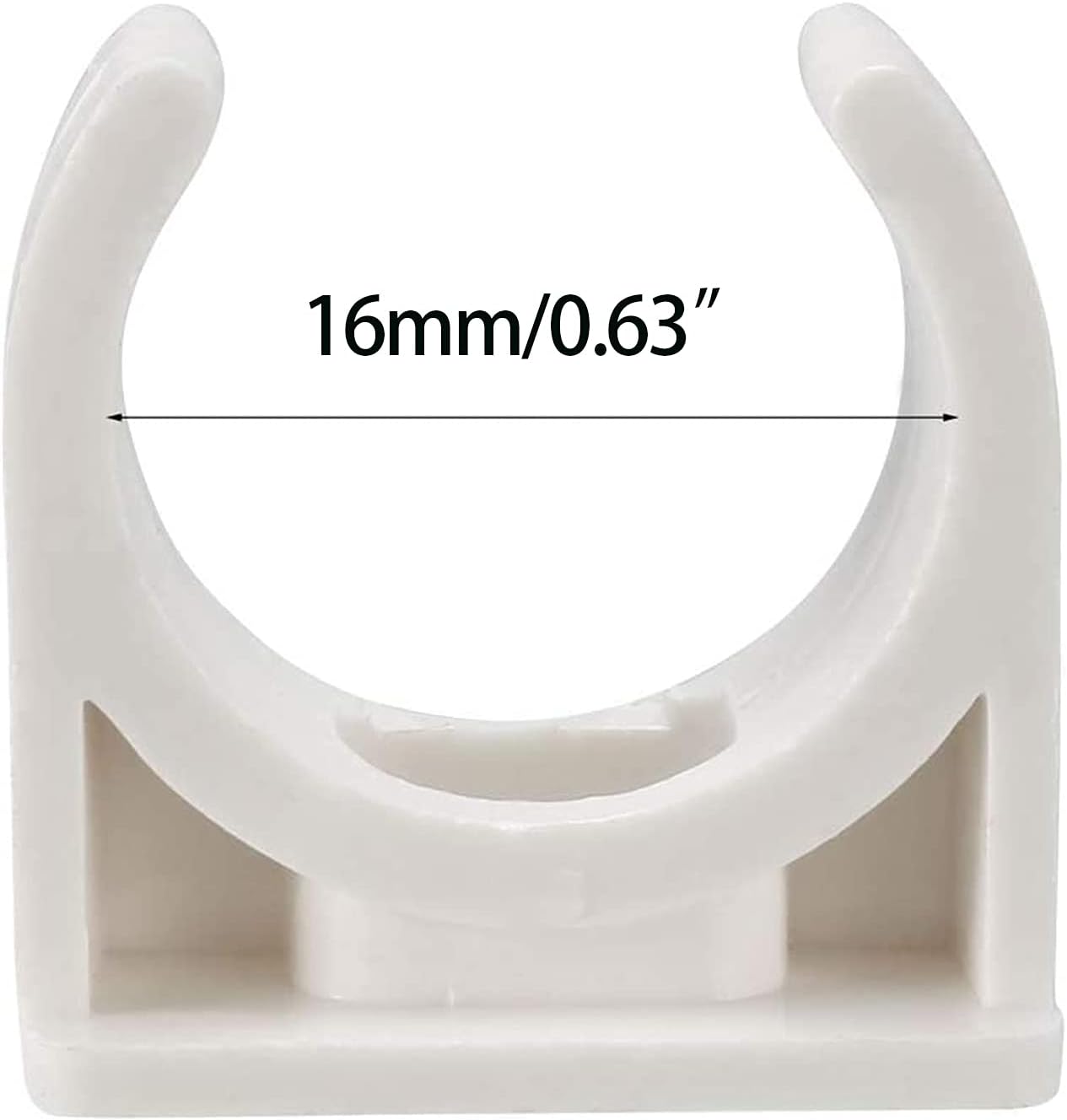 100 Pcs U-Shaped PVC Water 16mm Pipe Clamps Clips, U-Shaped Buckles Fit for 1/2" (16mm) Water Pipes and TV Trays Tubing Hose Hanger Support Pex Tubing （White 16mm）