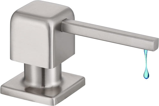 CREA Soap Dispenser for Kitchen Sink, Kitchen Soap Dispenser Brushed Nickel Square Built in Sink Soap Dispenser for Bathroom with 17 OZ Bottle