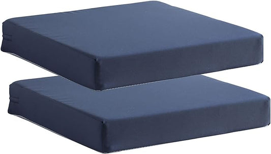 Patio Chair Cushions Set of 2 Non Slip Bottom Chair Pad with Ties Waterproof Square Outdoor Seat Cushion Replacement for Garden Swing Furniture 20x20 Inch, Navy Blue