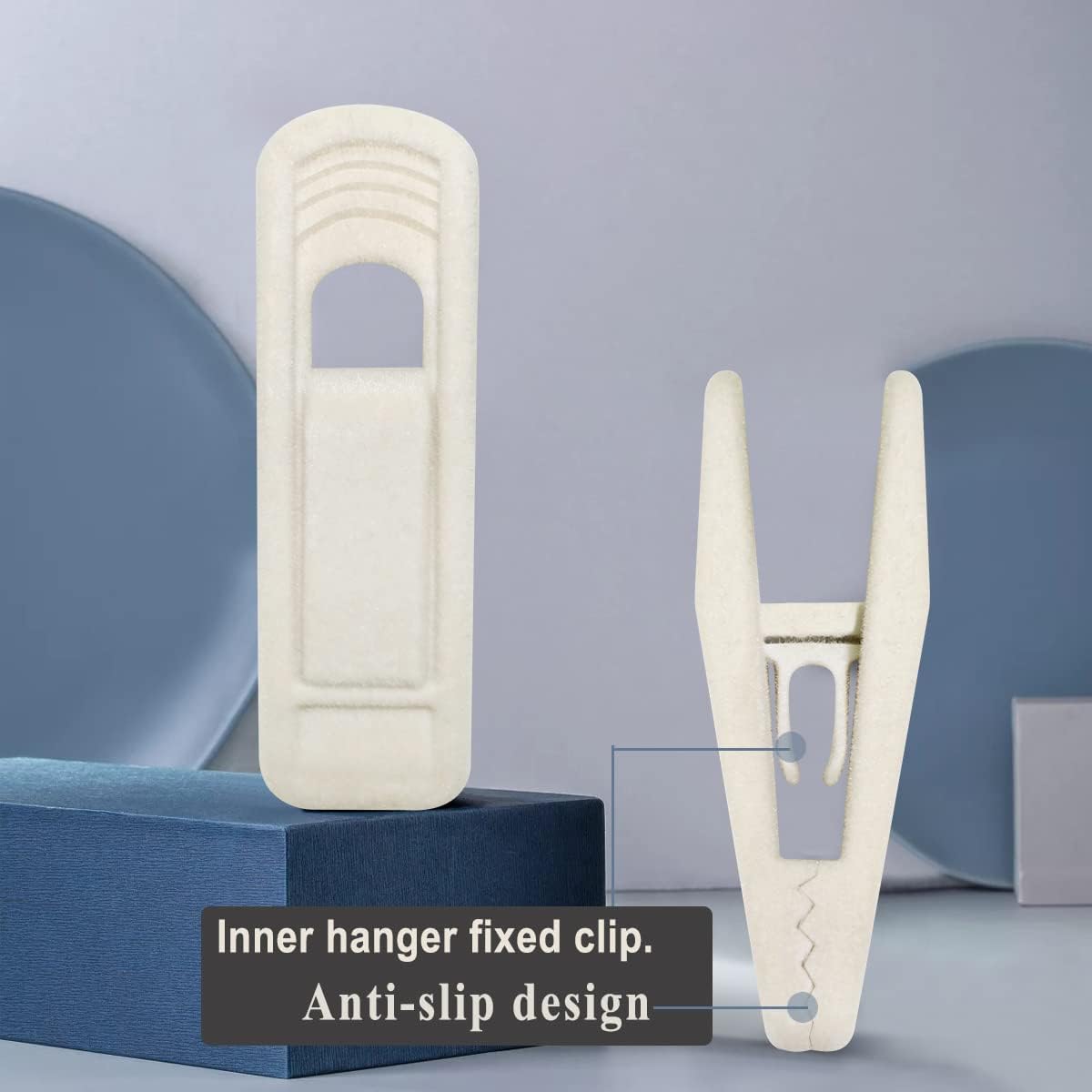 Velvet Hanger Clips for Velvet Hangers - 20 PCS Beige Non-Slip Velvet Clip for Skirt Hanger, Strong Flocking Clips Fit for Ivory Velvet Hangers