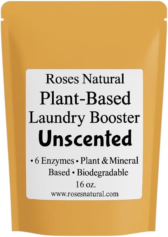 Natural Enzyme Laundry Booster – Unscented | 6 Enzymes | Fragrance-Free | Biodegradable | HE Safe, for Sensitive Skin, Eco-Friendly Laundry Additive | 16 oz | Made in USA