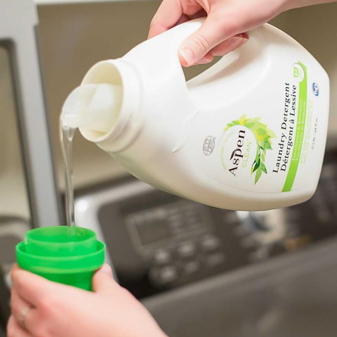 AspenClean Natural Laundry Detergent Eucalyptus & Rosemary - 100% Natural, Organic, HE Liquid Laundry Detergent - Vegan, Cruelty-Free, Biodegradable - Safe for Babies, Pets & Kids - EWG Certified (2