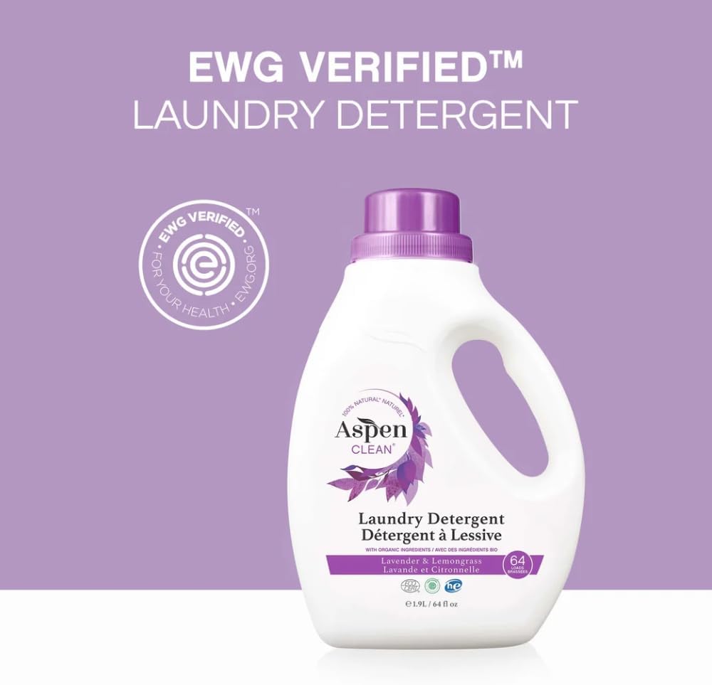 Natural Laundry Detergent Lavender & Lemongrass - 100% Natural, Organic, HE Liquid Laundry Detergent - Vegan, Cruelty-Free, Biodegradable - Safe for Babies, Pets & Kids - EWG Certified