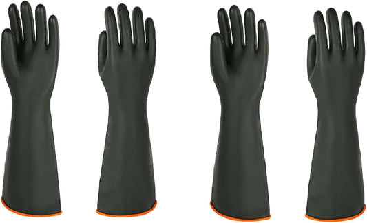 North Tower Heavy-Duty Latex Chemical Resistant Gloves - Reusable Long Rubber Dishwashing Gloves with Forearm Protection for Men - Waterproof, Industrial Safety Gear,18“，2 Pair