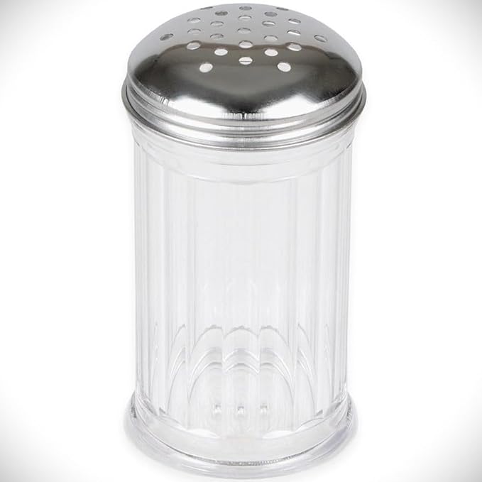 (Pack of 36)12-ounce Plastic Parmesan Cheese Shaker/Red Pepper Shaker with medium Holes Stainless Steel Lid, Clear Plastic sugar/spice dispenser (360 ml) by GEEX DEPOT (36, 12 Oz)