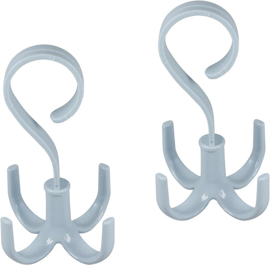 2Pcs Rotating Belt Hanger 360 Degrees Rotatable Organizer with 4 Hooks for Drying Towels Bras Clothes Gloves Plastic Laundry Sock Drying Hanger Blue