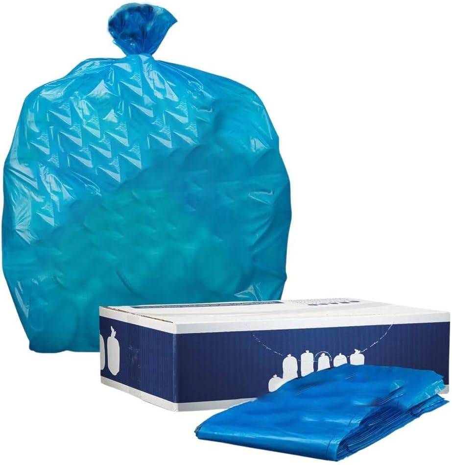 Plasticplace 30-40 Gallon Recycling Trash Bags │ 1.2 Mil│ Blue Garbage Bag Liners │ 33” x 46” (100 Count)