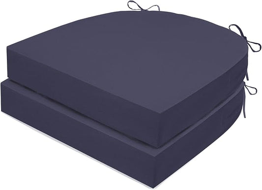 Outdoor Chair Cushions Set of 2, Waterproof Foam Patio Seat Cushions with Ties for Garden Sofa & Dining Furniture, 3-Year Color Fastness, 18x18x3 Inch, Grey