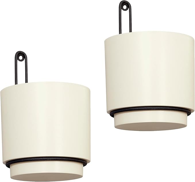 2 Pcs Wall Mounted Hanging Planter Vase for Indoor and Outdoor Plants Modern Metal Wall and Ceiling Planter Minimalist Flower Pot (White, 5.91 inch)