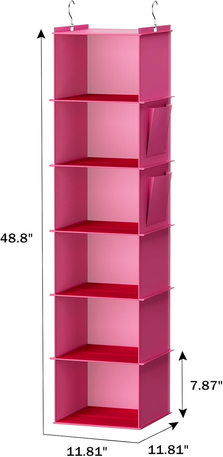 YOUDENOVA Hanging Closet Organizer, Closet Hanging Storage Shelves (Pink)