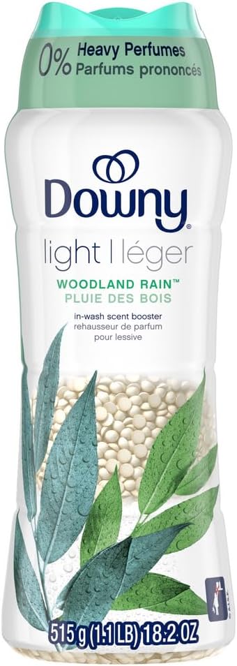 Downy Light Laundry Scent Booster Beads for Washer, Woodland Rain, 18.2 oz, with No Heavy Perfumes