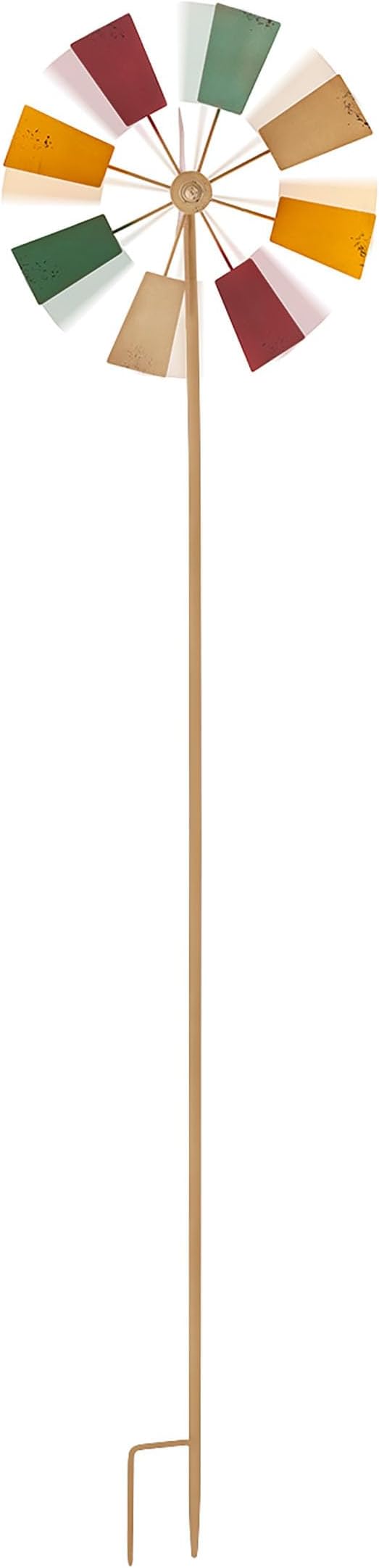 Alpine Corporation 52" Outdoor Metal Windmill Spinner Stake Yard Decoration, Multicolor