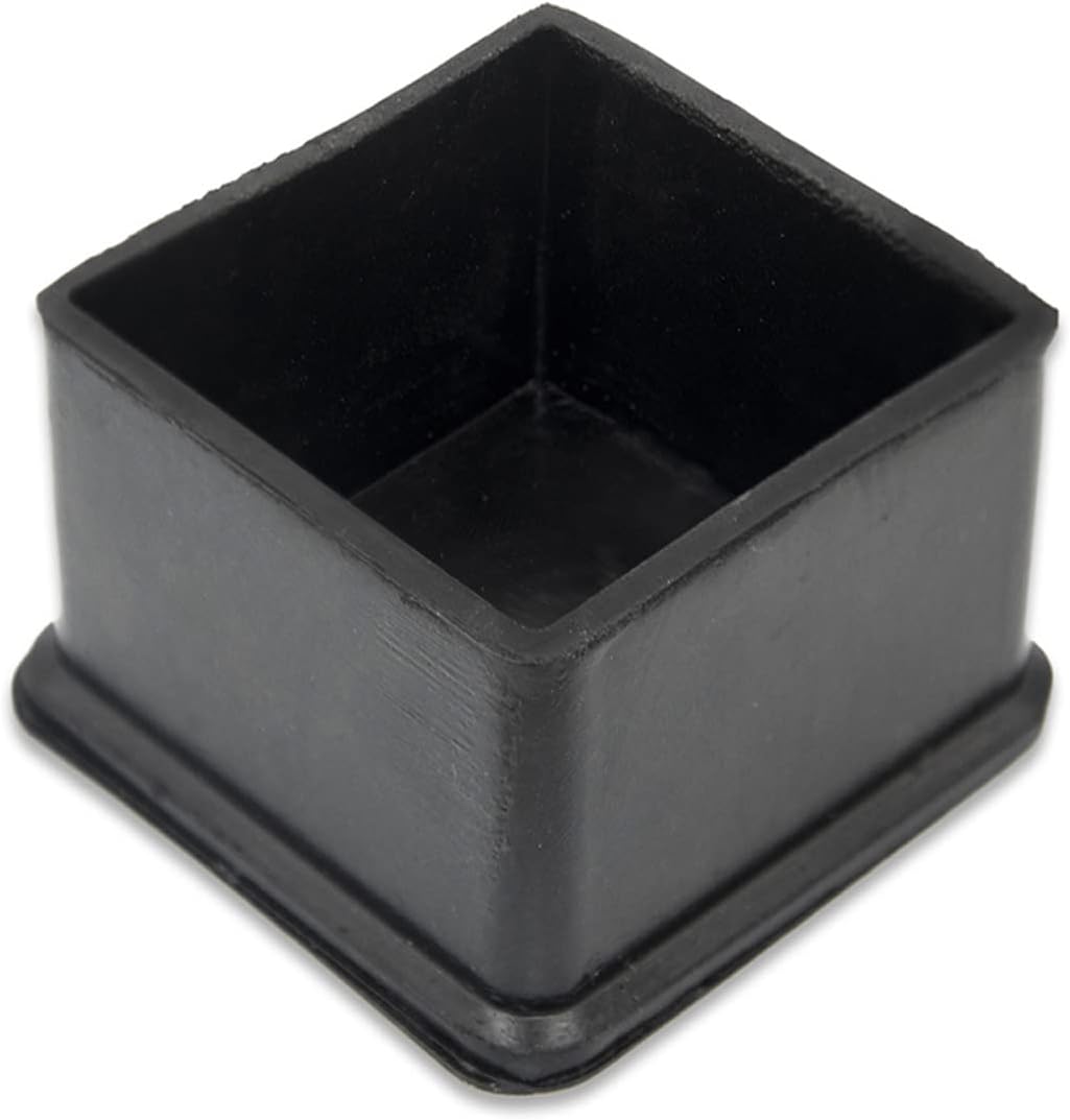 Flyshop Non-Slip Thick Rubber Leg Tips Floor Protectors Square Chair Leg Caps, 20pcs, Black, 40 mm x 40 mm, 1-9/16" x 1-9/16"