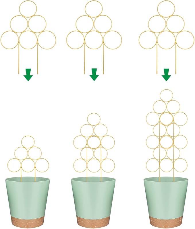 Trellis for Climbing Plants Indoor 15.7 Inch, Small Plant Trellis for Potted Plants, 3 Pack Stackable Circle Garden Houseplant Trellis for Vines