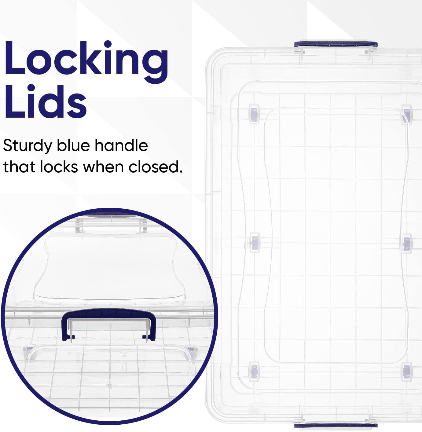 Superio Storage Bins with Lids, Clear Plastic Containers for Organizing, Stackable Totes, BPA Free, Odor Free, Organizer Boxes for Home, and Dorm (4 Pack, 42 Quart)