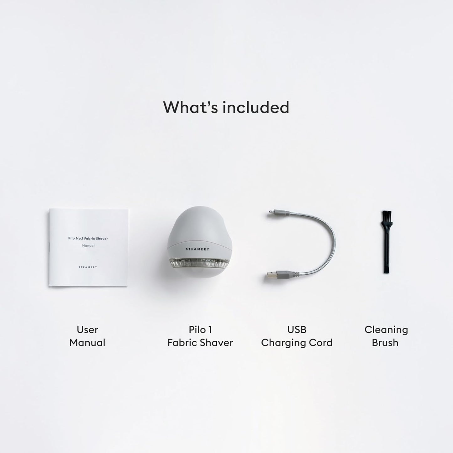 Steamery Fabric Shaver Pilo 1, Lint Remover for Pills and Bobbles, 5W, Portable, Rechargeable, Ergonomic, Scandinavian Design, Grey