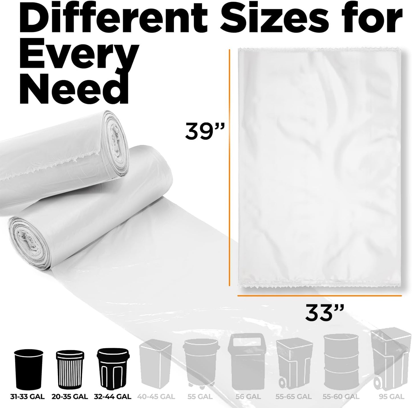 ToughBag 30-33 Gallon Clear Trash Bags (100 Count) Recycling Bag, Garbage Can Liners – Clear Trash Bags 30+ Gallon - Made In USA