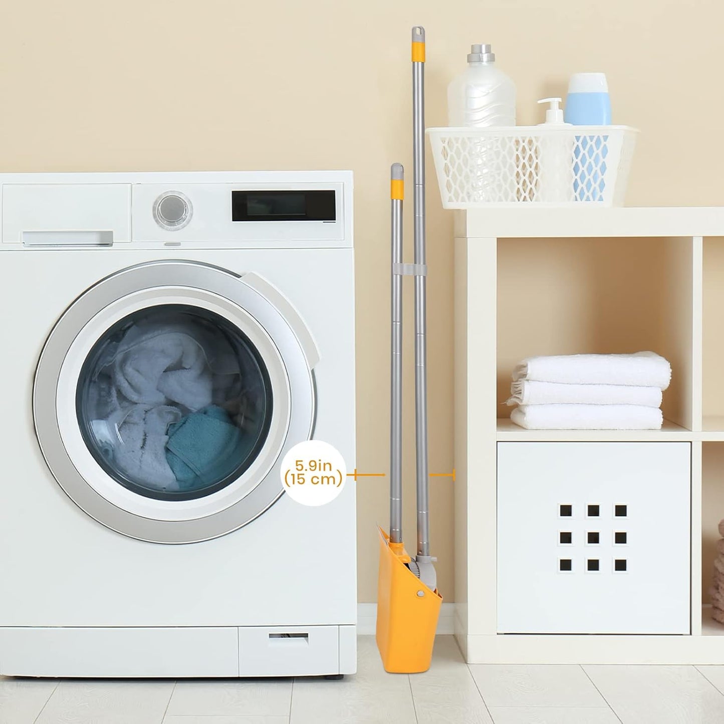 TreeLen Broom and Dustpan Set, Stand Up Broom and Dustpan for Home Cleaning