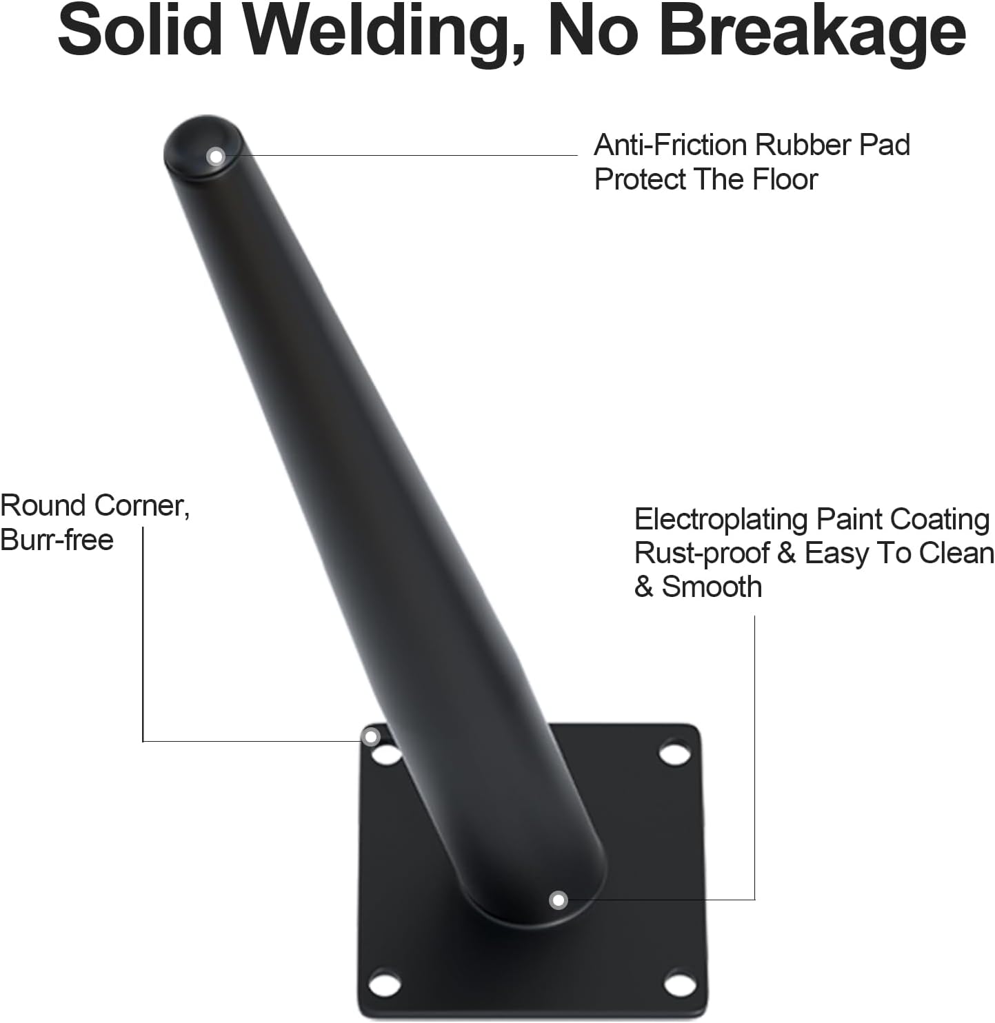 4PCS 7 Inch Matte Black Tapered Angled Legs for Furniture, Metal Mid Century Mordern Feet, Heavy Duty Slanted Stand Legs Kit for Couch, Coffee Table, Desk, Dresser, Sofa, Chair