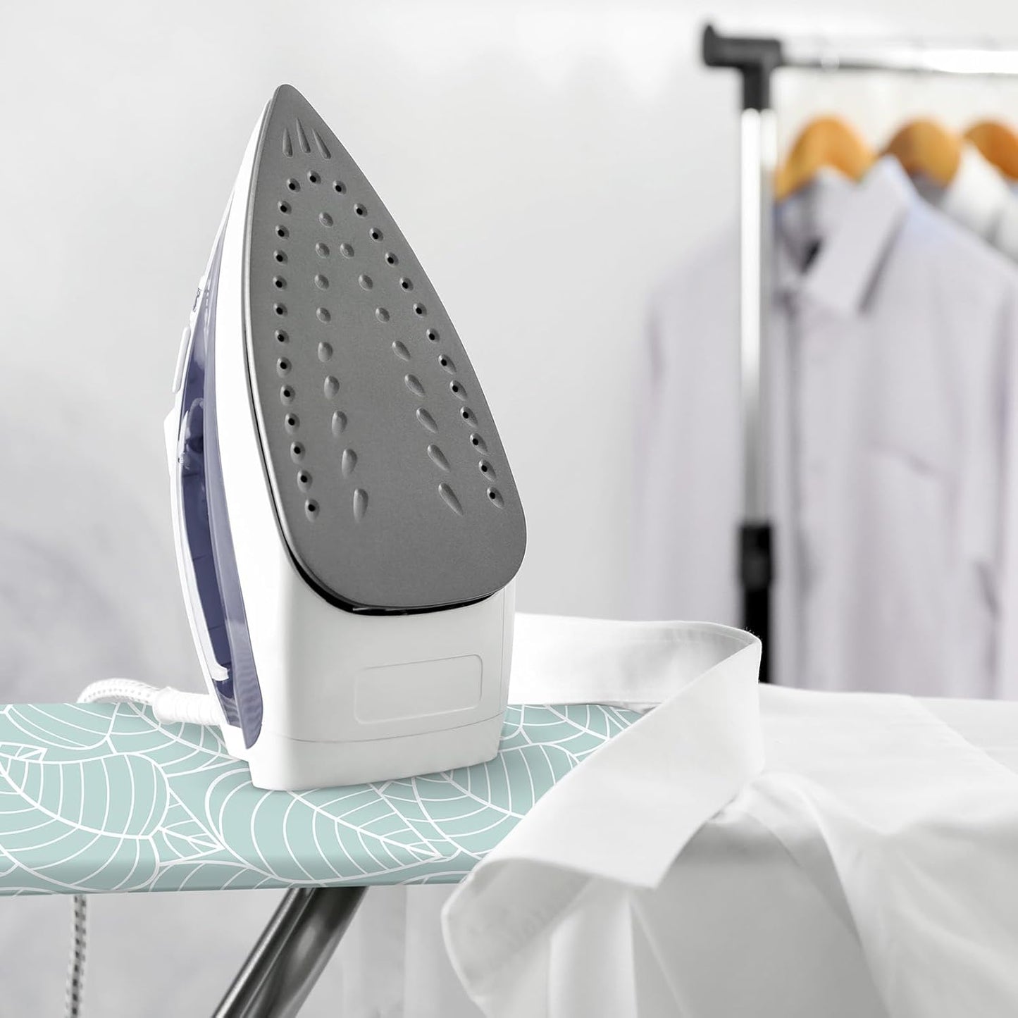 Extra Thick Ironing Board Covers with Pad Standard Size 15x54, Heat Reflective Full Scorch Resistant Padding, Snug Fit Non-Slip Nose Pocket Fastener Straps Elastic Edges, Green Floral