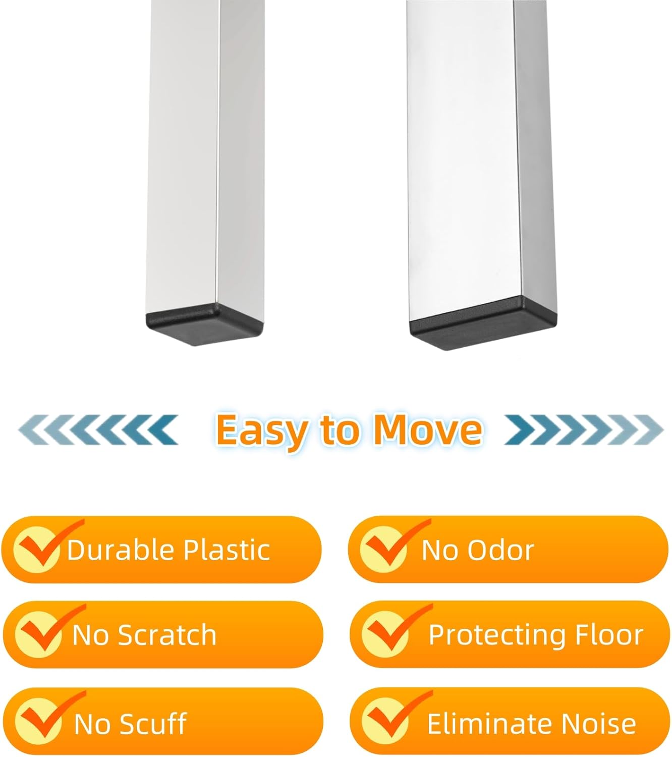 Furnigear Plastic Plugs Tubing End Cap Chair End Caps Outside Bottom Tubing Caps Square Furniture Sliders Glides Black (40, Fit 0.35-0.44" Square Tube Inner Size)