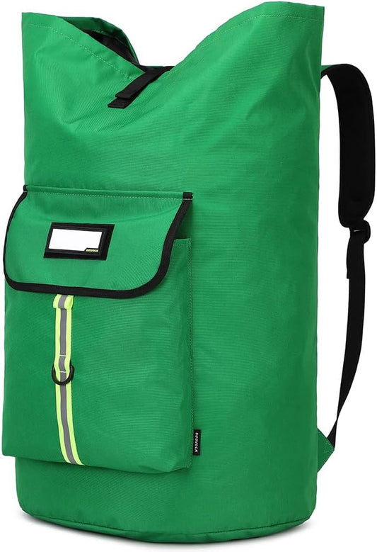 Extra-Large Heavy Duty Laundry Bag Backpack - Drawstring Closure (Grass Green)