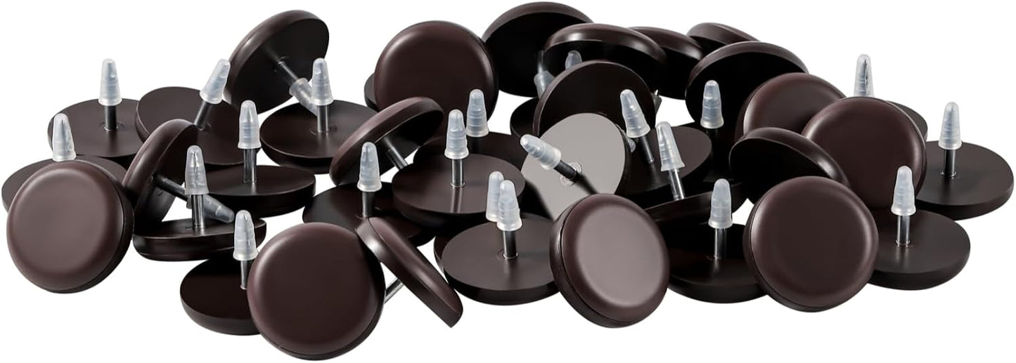 Furniture Glides Sliders-Furnigear PTFE (Teflon) Chair Leg Movers Sliders for Carpet and Hardwood Surface - Move Your Furniture Easy & Safely - Best Floor Protector (1 inch/Nail, Brown-40pack)